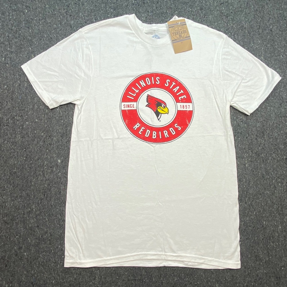 Rivalry Threads Illinois State Redbirds Shirt S/34-36 Mens White Collegiate Logo